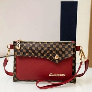 Boutique Crossbody Clutch Burgundy & Brown